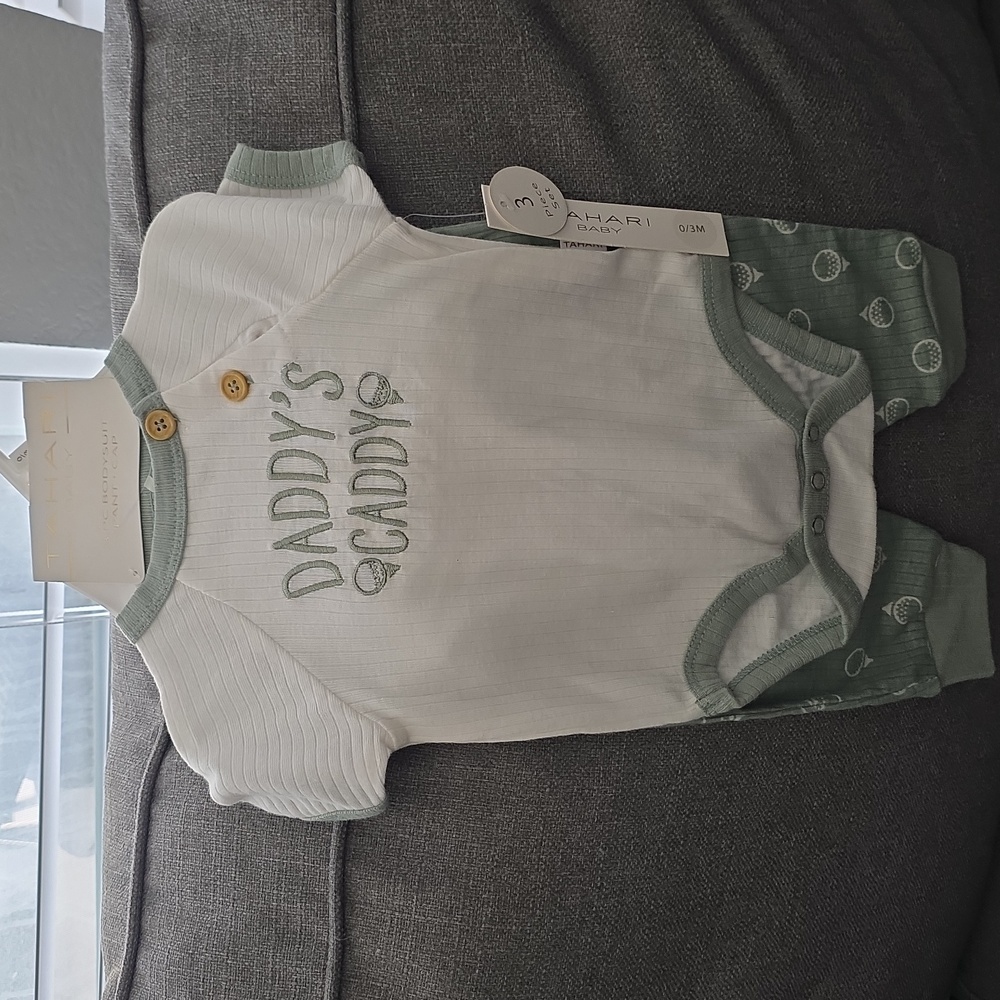 Baby Boy 3pc Golf Outfit 0-3M Daddy's Caddy